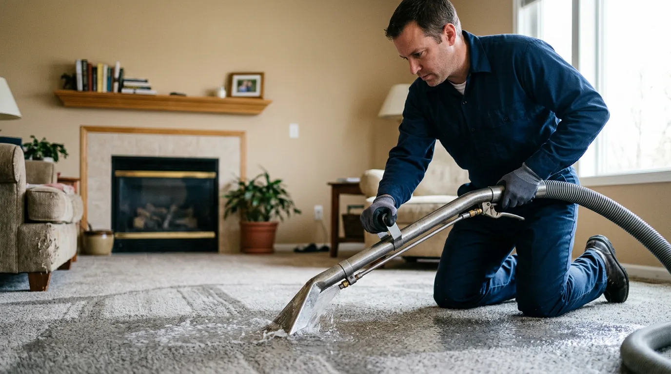 Water damage restoration technician working near Leiter, WY